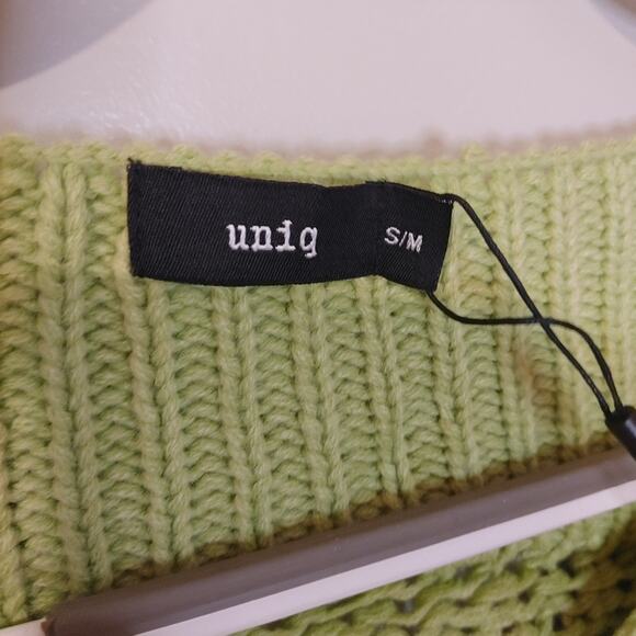 Uniq Size Small/Medium S/M Green Sweater NEW NWT Acrylic Chunky Knit - Picture 6 of 10